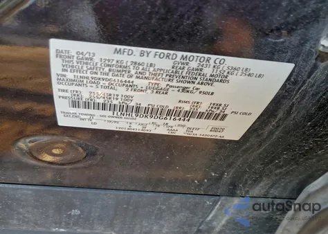 2013 Lincoln Mks z USA, uszkodzony, nr VIN 1LNHL9DK9DG616444